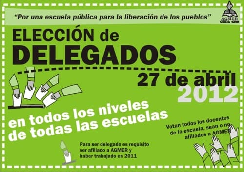 AGMER convoca a elección de delegados de escuelas