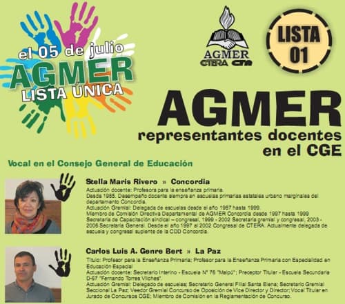 Elecciones CGE: los candidatos de la lista 1 de AGMER