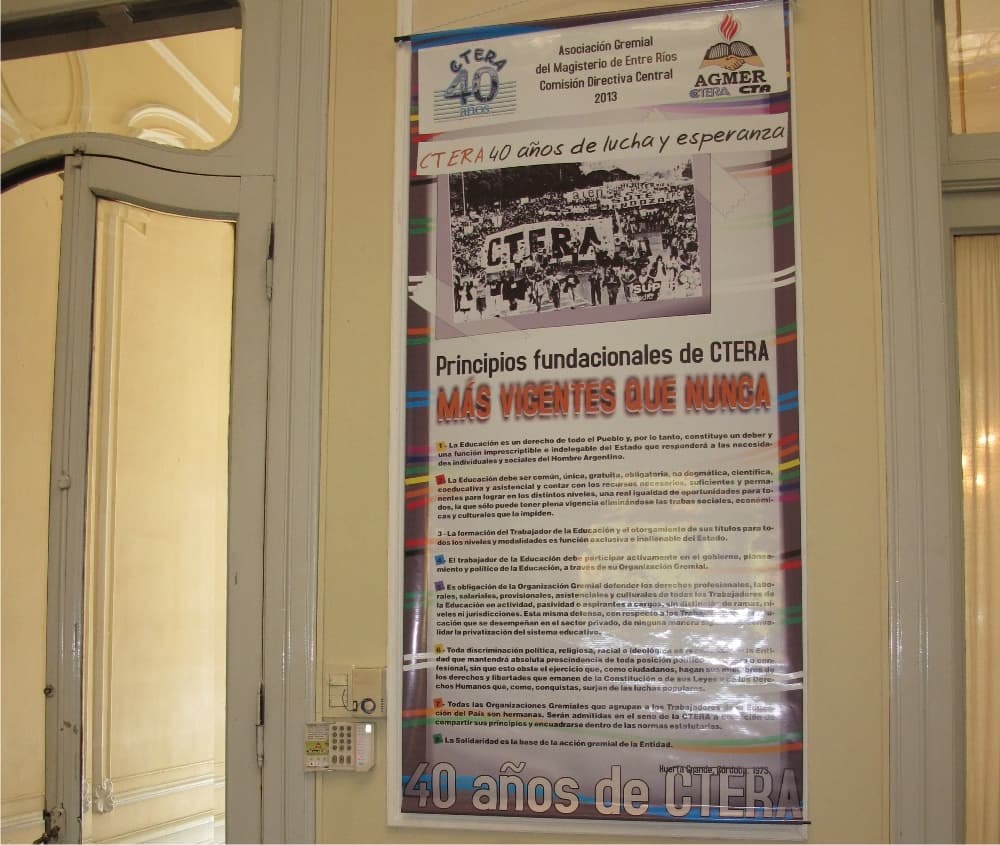 Banners de los principios fundacionales de CTERA para seccionales y filiales.