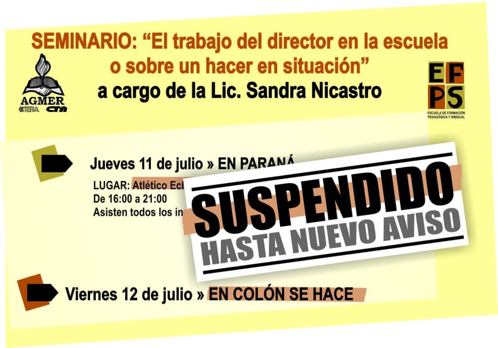 Se suspendió el Seminario de Sandra Nicastro en Paraná
