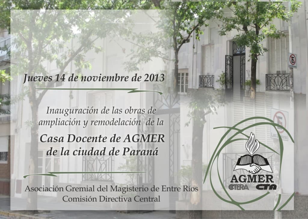 Inauguración de las obras de remodelación y ampliación de la Casa Docente de Paraná