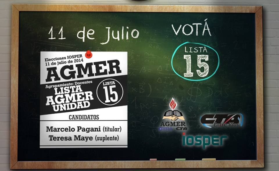 AGMER vota la Lista 15 UNIDAD