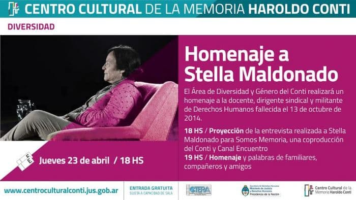 Homenaje a Stella Maldonado en el Centro Cultural de la Memoria Haroldo Conti