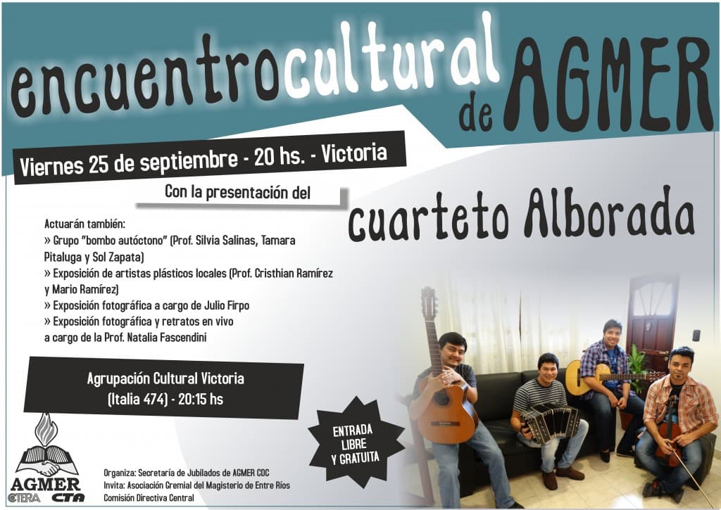 Viernes 25: Encuentro Cultural de AGMER en Victoria