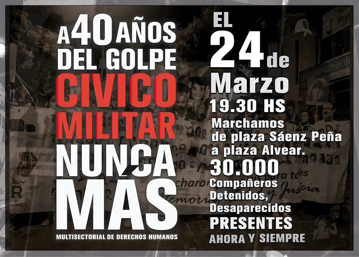 A 40 años del golpe de Estado – Actividades de la Multisectorial de DD.HH.