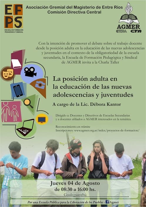 Charla taller en Gualeguaychú: “La posición adulta en la educación de las nuevas adolescencias y juventudes”