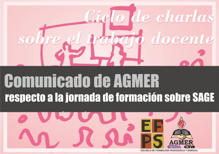 AGMER se expresa respecto a la jornada de formación sobre SAGE
