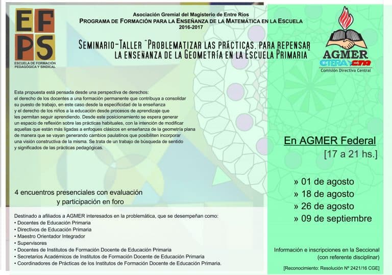Seminario – Taller de enseñanza de geometría en Federal