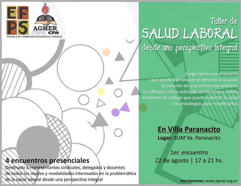 Inicia el taller de Salud Laboral desde una perspectiva integral en Villa Paranacito