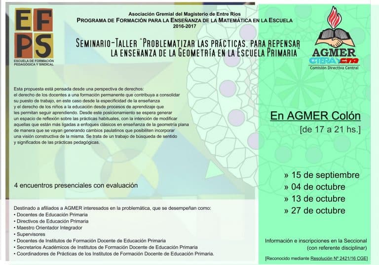 Colón: seminario sobre enseñanza de la geometría en la primaria