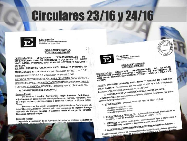 Con fecha 13 de septiembre de 2016, Jurado de Concursos emitió las Circulares 23/16 y 24/16