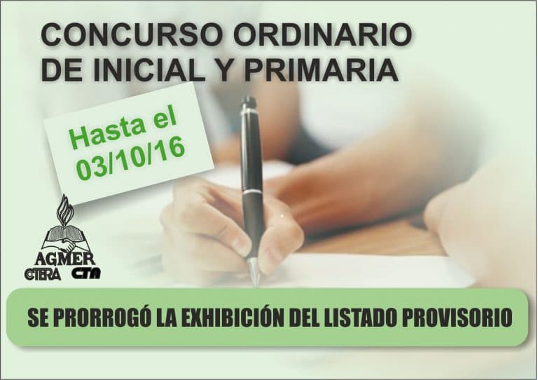 Concurso Ordinario de Inicial y Primaria: se prorrogó la exhibición de listados provisorios