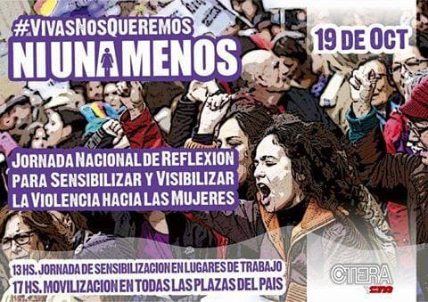 19 de octubre: AGMER en la convocatoria por Ni una Menos