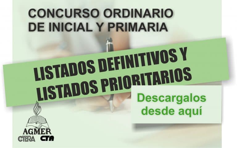 Concurso ordinario de inicial y primaria: listados