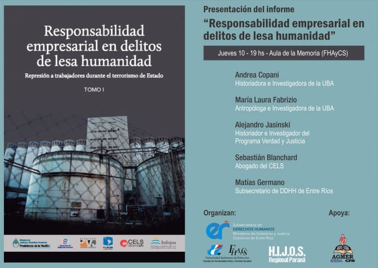 Presentación del informe “Responsabilidad empresarial en delitos de lesa humanidad”