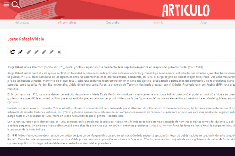 Manual educativo municipal: define a Videla como “militar y político”