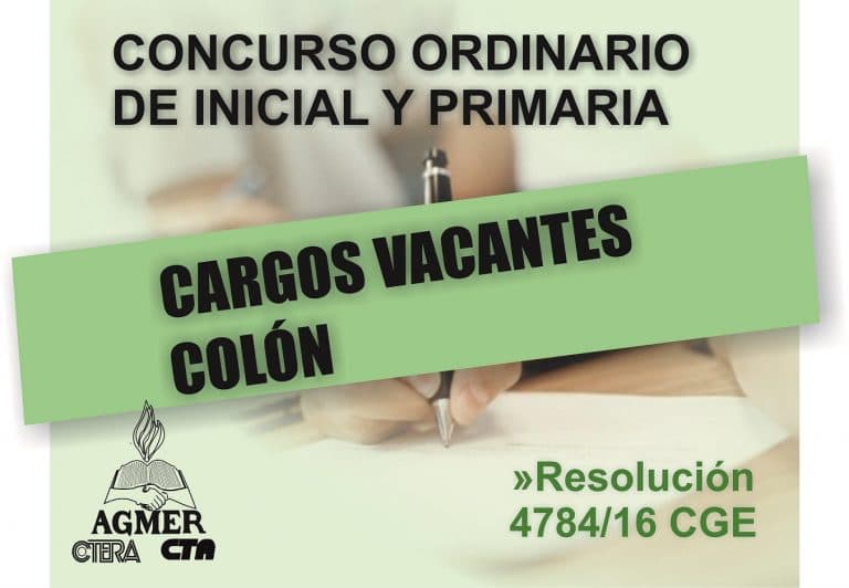 Concurso ordinario de inicial y primaria: cargos vacantes de Colón