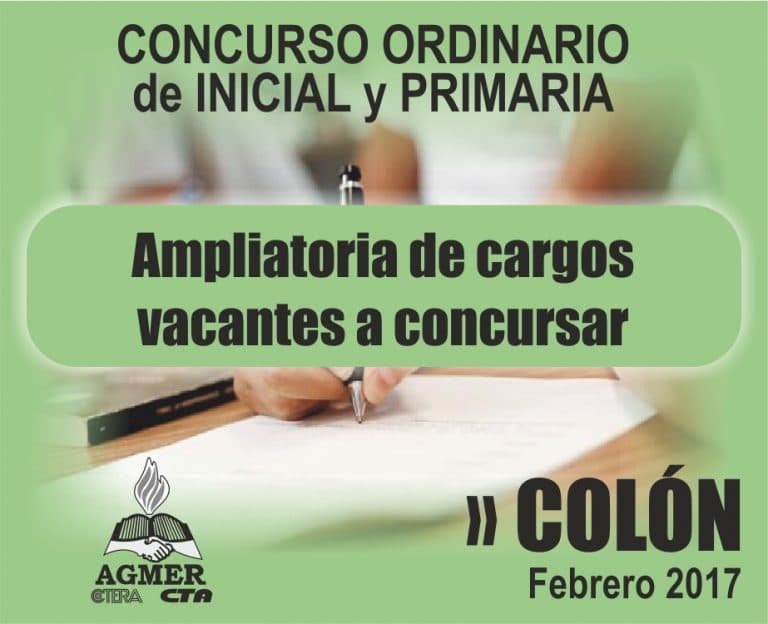 Concurso en Colón: Ampliatoria de cargos vacantes a concursar