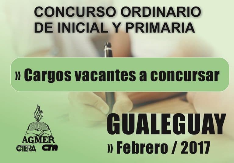 Concurso ordinario: cargos vacantes a concursar en GUALEGUAY
