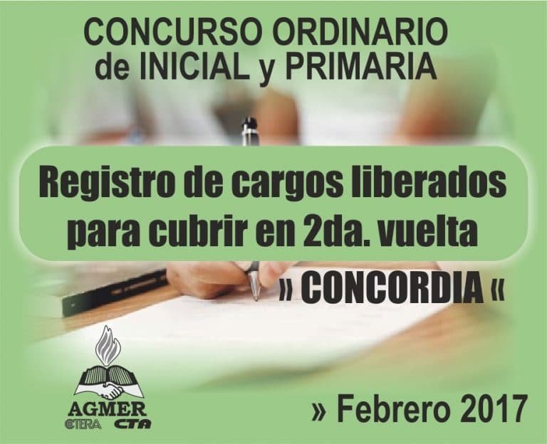 Concurso en Concordia: Cargos liberados para cubrir en segunda vuelta