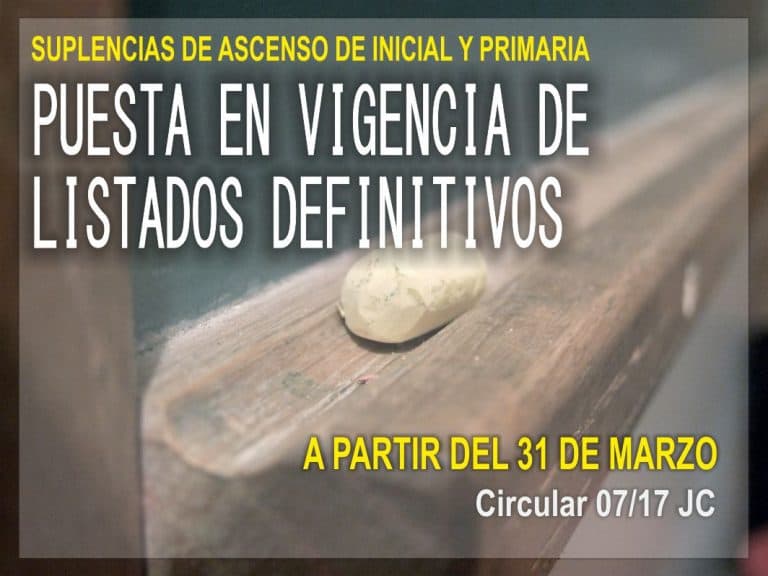 El listado definitivo de Inicial y Primaria entrará en vigencia el 31 de marzo