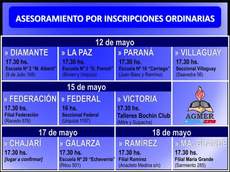 Continúan los próximos días las jornadas de asesoramiento sobre inscripciones ordinarias