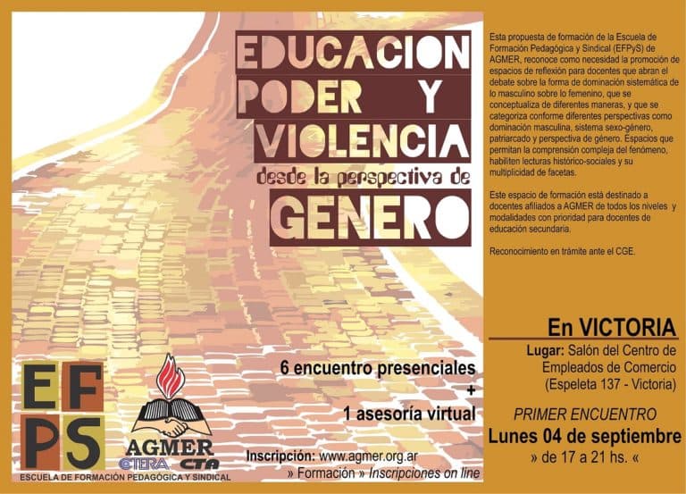 Nueva propuesta de formación docente “Educación, poder y violencia desde la perspectiva de Género”