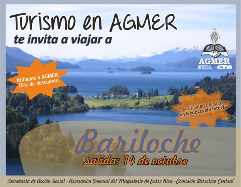 Bariloche 2017: más plazas para afiliados de AGMER