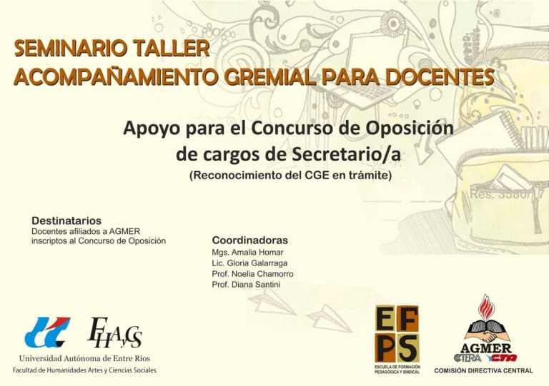AGMER presenta su programa de formación para aspirantes al Concurso de Oposición para cargos de Secretario/a de escuelas