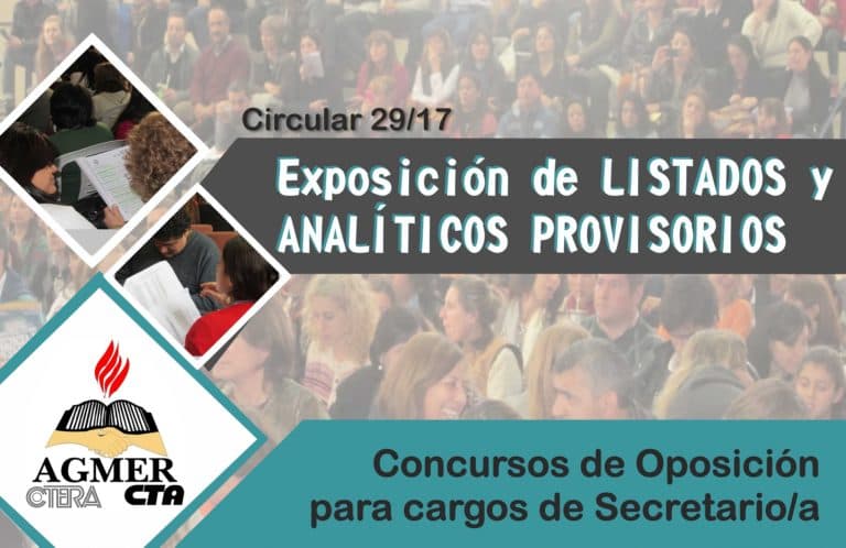Concurso de oposición para cargos de Secretario/a: período de exposición de listados y analíticos
