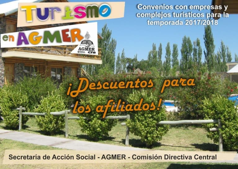 Acción Social de AGMER informa sobre descuentos en turismo para afiliados