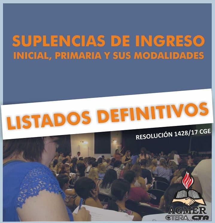 Listados definitivos de suplencias de ingreso