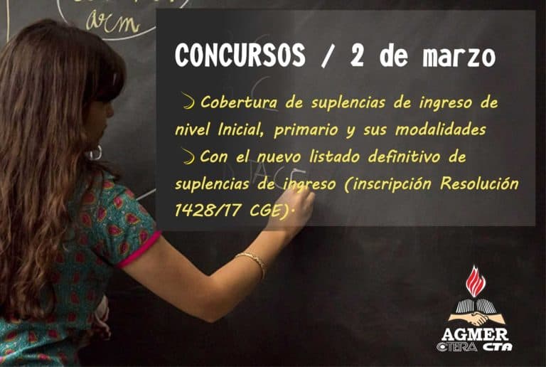 La adjudicación de suplencias de ingreso se realizará el 2 de marzo en toda la provincia