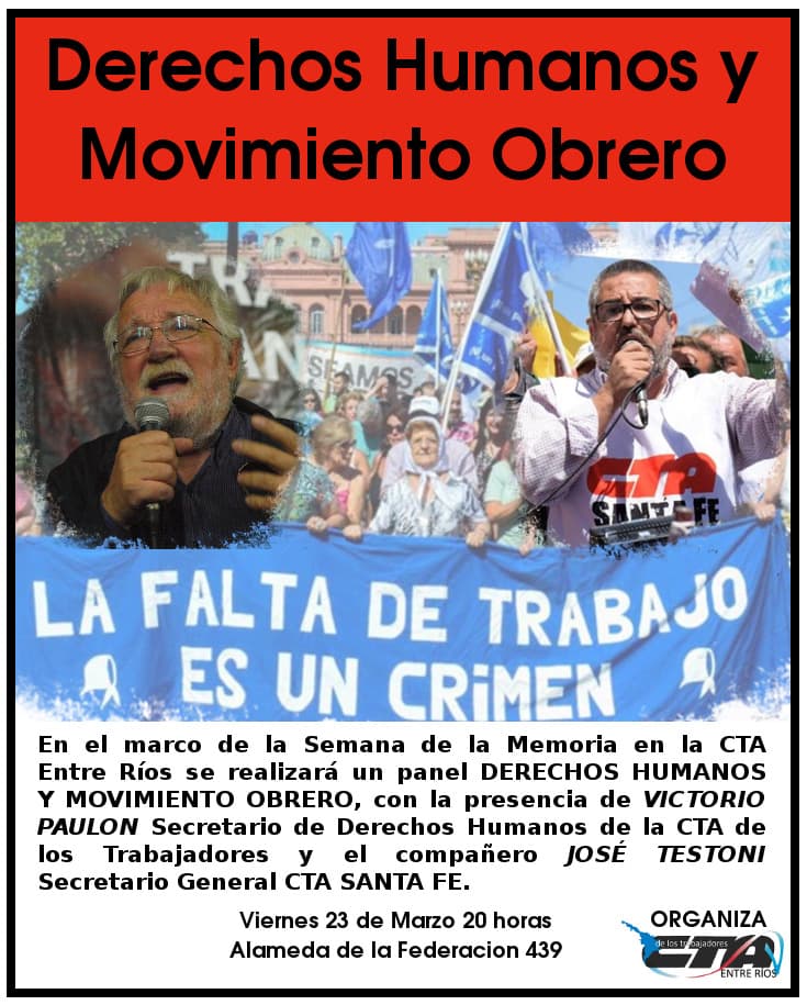 Panel sobre Derechos Humanos y Movimiento Obrero