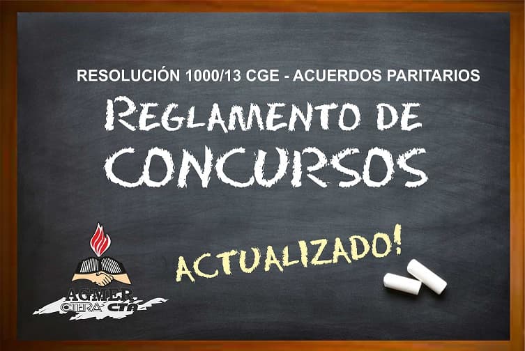 Reglamento de concursos actualizado – Resolución 1000/13 CGE – Acuerdos paritarios