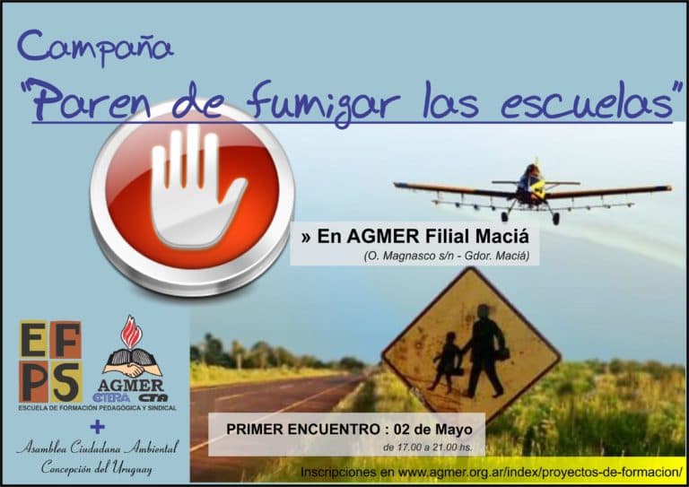 La «Campaña Paren de Fumigar las Escuelas” continúa su desarrollo en mayo