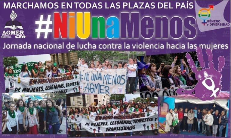 #NiUnaMenos. AGMER convoca a participar de las marchas en toda la provincia