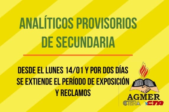 Credenciales de secundaria: Exposición y reclamos de analíticos provisorios