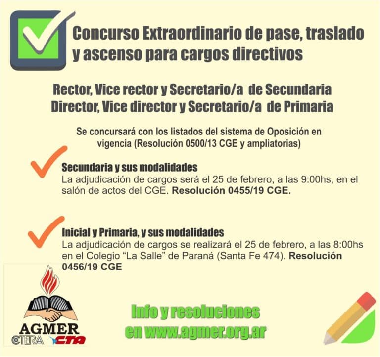 Convocatoria a Concursos de Nivel Inicial y Primario y Nivel Secundario