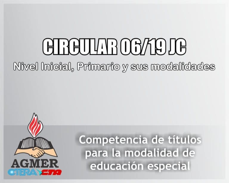 Circular 6/19 J.C. y 2/19 de la Dirección de Educación especial: sobre competencia de títulos