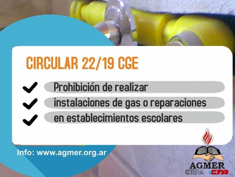 Circular 22/19 CGE: sobre instalaciones de gas en escuelas