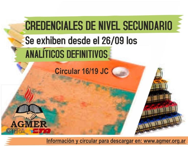 Credenciales de nivel secundario: se exhiben los analíticos definitivos