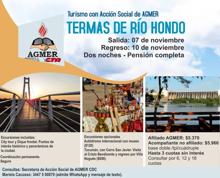 Turismo con AGMER: Termas de Río Hondo