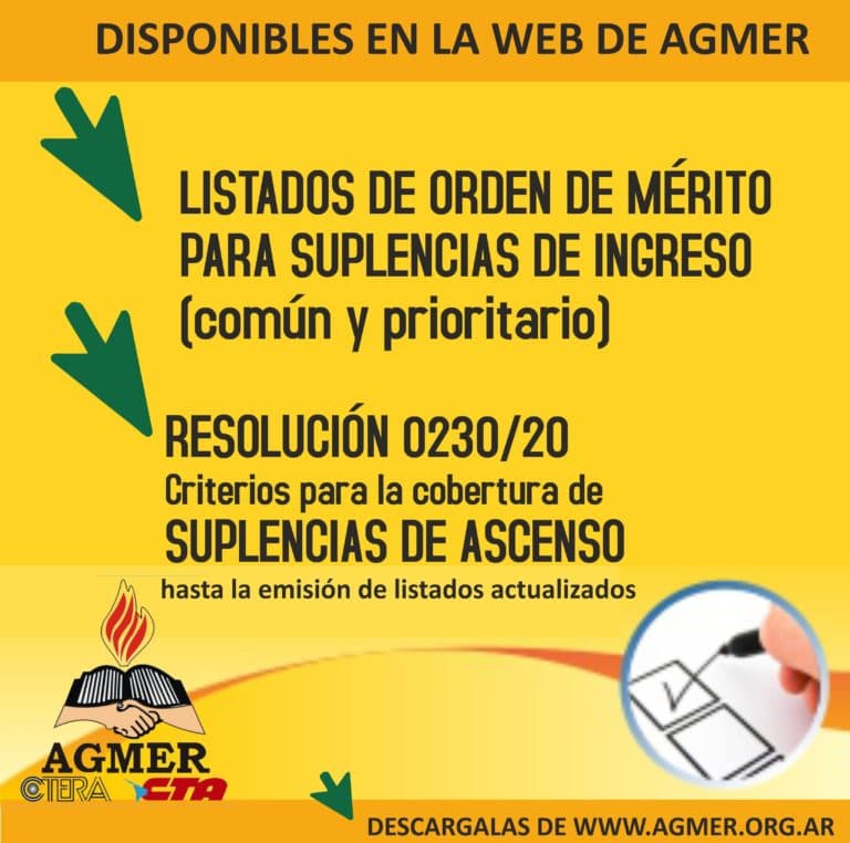 Listados de orden de mérito para suplencias de ingreso