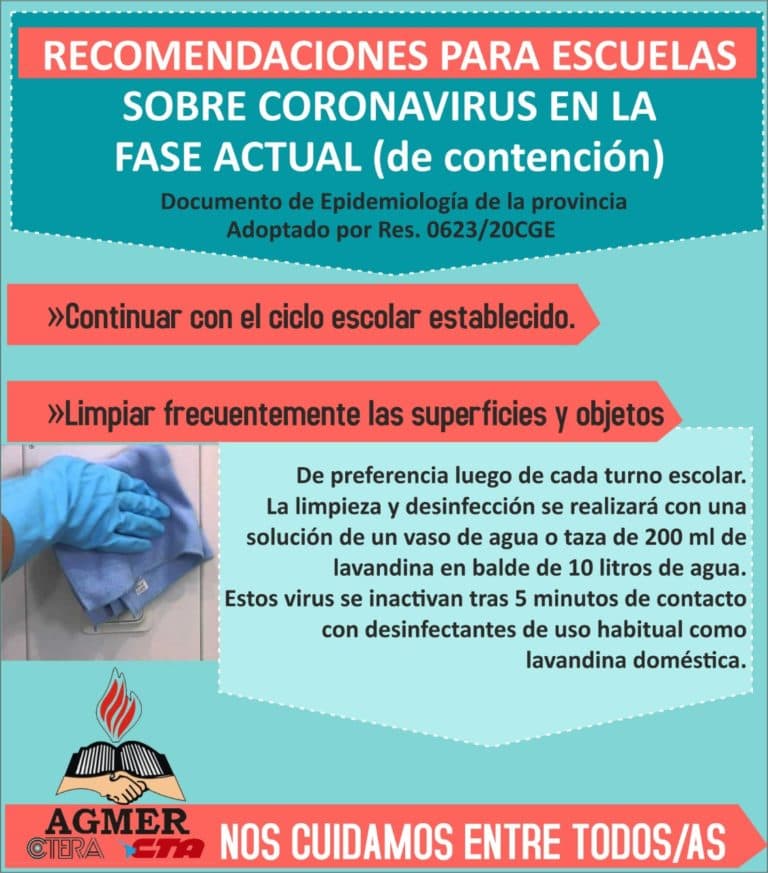 Recomendaciones para escuelas / Resolución 623/20CGE