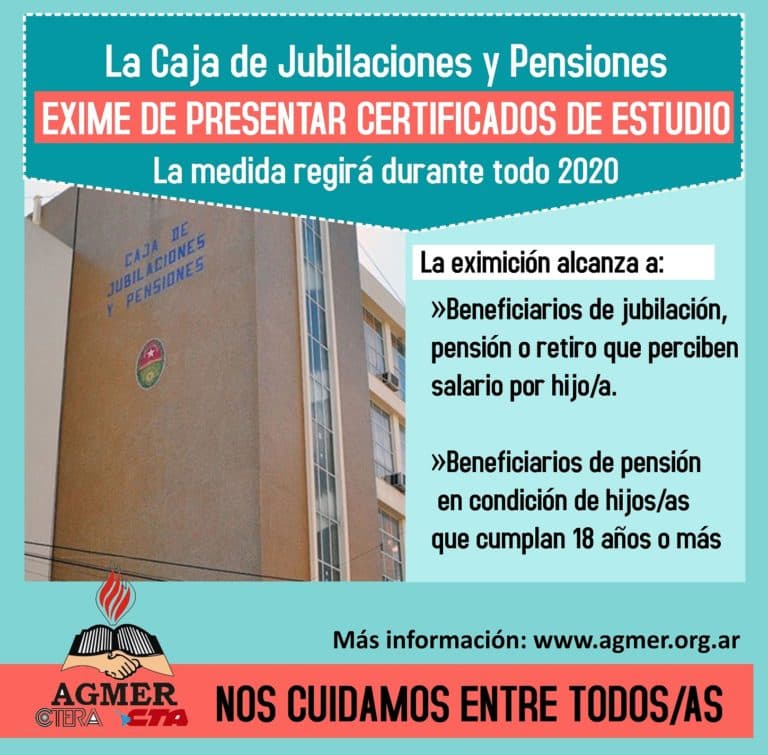 La Caja de jubilaciones exime de presentar certificado de estudios a quienes perciben salario por hijo