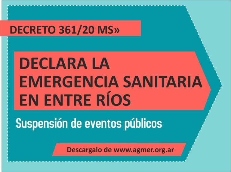 Decreto 361/20 MS: Emergencia Sanitaria en Entre Ríos