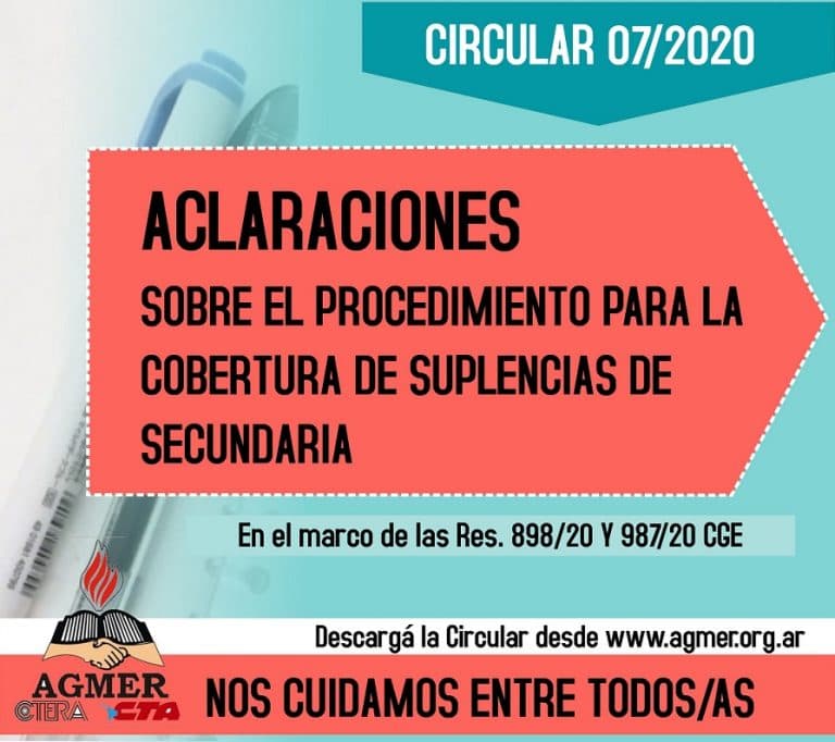 Circular 07/20 CGE: Aclaraciones sobre designaciones en Secundaria