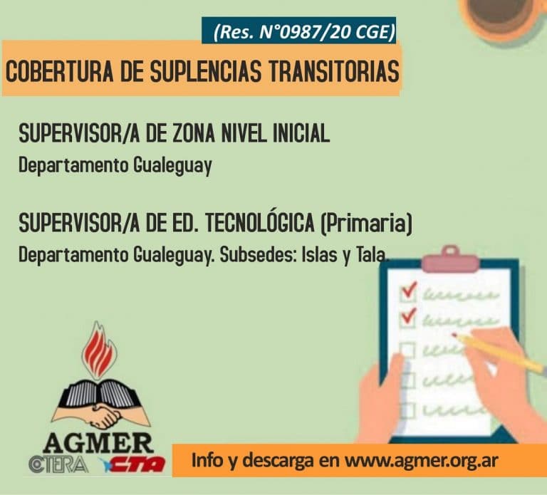 Cobertura de suplencias transitorias: cargos de Supervisión