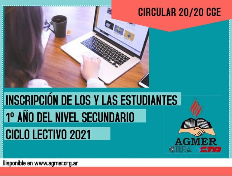 Circular 20/20 CGE: Inscripciones a 1º año de secundaria